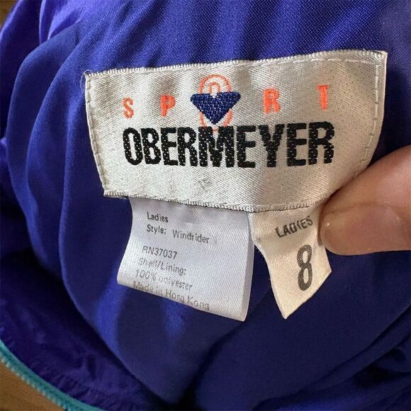Vintage Obermeyer Women's Blue and Purple Windbreaker Jacket Size 8 80s Sports - Picture 11 of 11